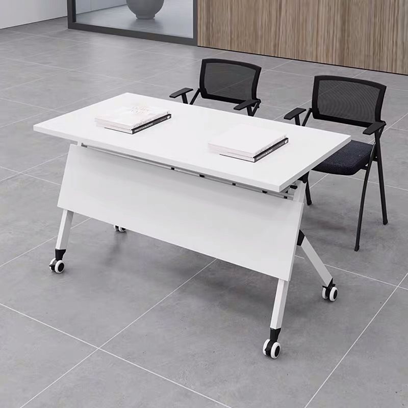 Rectangular Shaped Folding Writing Desk Wood with Metal Legs in White Clearhalo 'furn' 'furn_office_desk' 'Furniture' 'Office Desks' 'Office Furniture' 'office_desk' 1200x1200_2af99a76-8763-46a8-abbb-b5d19fd9514a