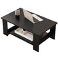 Mesa de centro rectangular moderna con estante de almacenamiento y 4 patas de madera