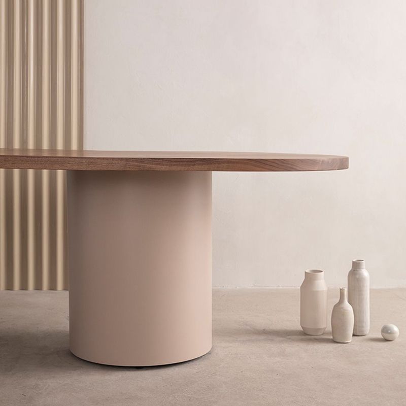 Modern Oval Wooden Office Desk 2-Legs Conference Desk for Office