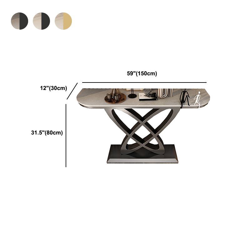 Pedestal Glam Slate Rectangle Scratch Resistant Console Table Clearhalo 'Console Tables' 'console_tables' 'Entry & Mudroom Furniture' 'furn' 'furn_console_tables' 'Furniture' 1200x1200_2afbb8fb-86a5-4070-9c2d-5a997c3fa2a5