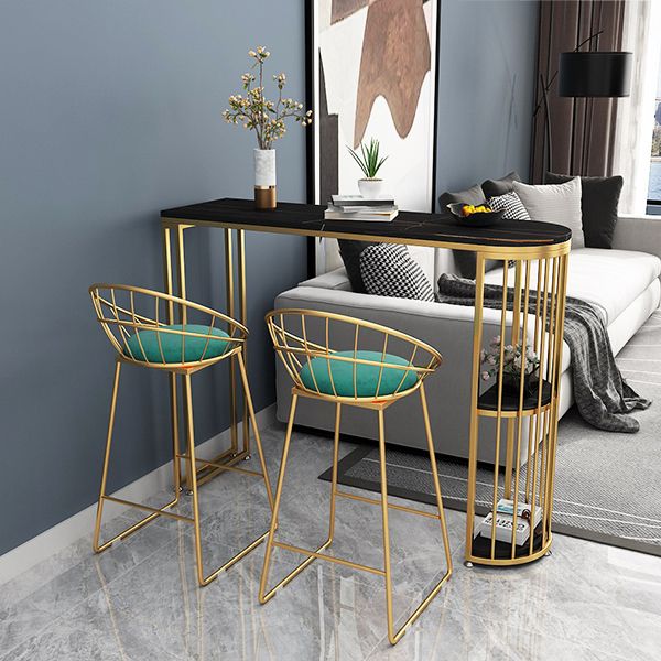 Specialty Pedestal Bistro Table 2-shelf Sintered Stone Bar Height Pub Table