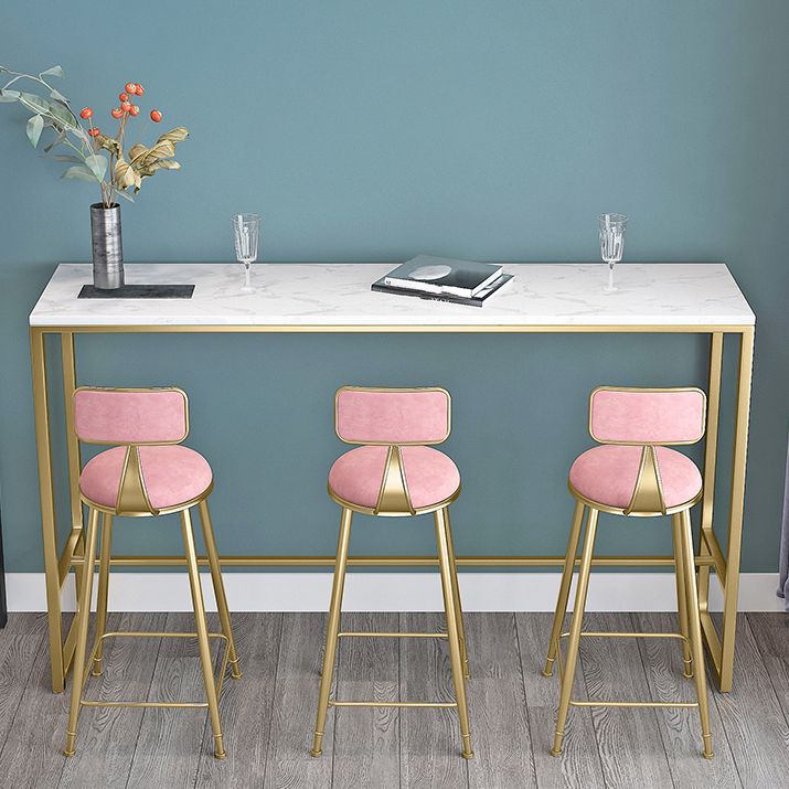 Gold Pub Height Dining Table Glam Rectangle Footrest Counter Wine Table, Only Table Clearhalo 'Bar Furniture' 'Bar Tables' 'bar_tables' 'furn' 'furn_bar_tables' 'Furniture' 'furniture_bar_tables' 'Kitchen & Dining Furniture' 'kitchen&dining_furn' 'kitchen' 1200x1200_2aff2cb1-cae3-47f4-8afe-02a8d4b72a55