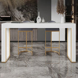Modern Bar Pub Table Set 1/3 Pcs  Rectangle Stone Top Bar Table and Upholstered Stools