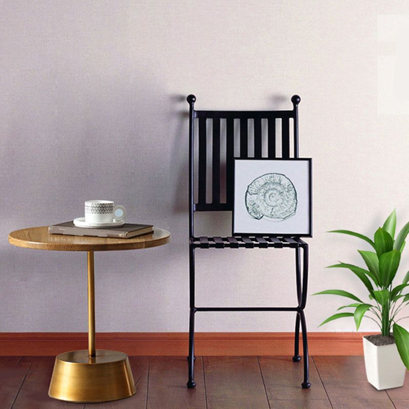 Scandinavisch ronde hout bovenste zijtafel metalen voetstuk eindtafel