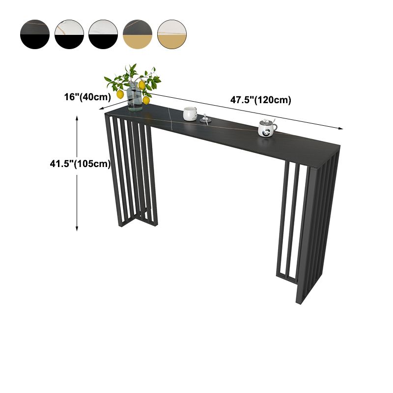 Modern Iron Bar Dining Table with Stone Top Rectangle Indoor Bistro Table Clearhalo 'Bar Furniture' 'Bar Tables' 'bar_tables' 'furn' 'furn_bar_tables' 'Furniture' 'furniture_bar_tables' 'Kitchen & Dining Furniture' 1200x1200_2b02f65f-2b3a-402d-b291-13c6258334dc