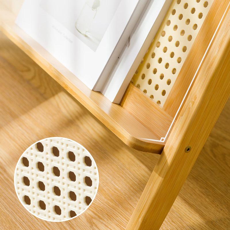 Contemporary Glass Top Accent Side Table for Living Room with Bamboo Base