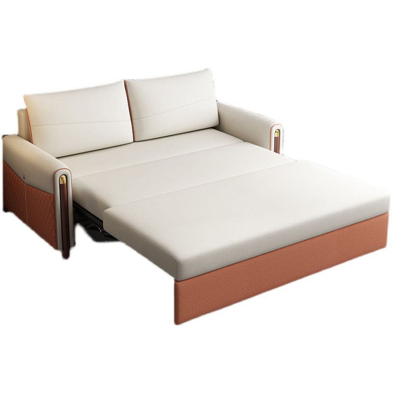 Cama de sofá de cuero sintética contemporánea 37.40 "Sofá para dormir beige de ancho