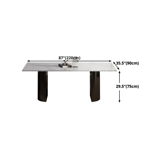 Metal Contemporary Double Pedestal Dining Table Sintered Stone Table for Dining Room Clearhalo ' dining_table' 'Dining Tables & Seating' 'Dining Tables' 'furn' 'furn_dining_table' 'Furniture' 'furniture_dining_table' 'Kitchen & Dining Furniture' 'kitchen&dining_furn' 'kitchen' 'kitchen_dining_table' 1200x1200_2b0517f6-fa23-45a5-a3f2-41d9463d1620