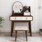 Scandinavian Dressing Table Solid Wood Vanity Makeup Table Set with 3 Drawers