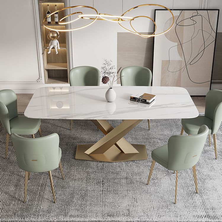 Traditional Luxury Sintered Stone Top Dining Table Rectangle Table in White with Gold Pedestal Clearhalo ' dining_table' 'Dining Tables & Seating' 'Dining Tables' 'furn' 'furn_dining_table' 'Furniture' 'furniture_dining_table' 'Kitchen & Dining Furniture' 'kitchen&dining_furn' 'kitchen' 'kitchen_dining_table' 1200x1200_2b08ae03-d914-4e00-943c-0b42d4fd3744