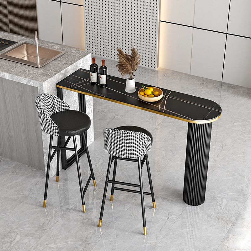 Contemporary Bar Table Set 1/2/3 Pcs Stone Top Bar Table with Upholstered Bar Stools Clearhalo 'Bar Furniture' 'furn' 'furn_home_bar_bar_sets' 'Furniture' 'Home Bars & Bar Sets' 'home_bar_bar_sets' 'Kitchen & Dining Furniture' 1200x1200_2b099a69-c58a-4b7d-a604-0bf598673063