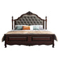 Rubberwood Traditional Panel Bed 62.59" High Brown Bed with Upholstered Headboard Clearhalo 'Bedroom Furniture' 'Beds' 'furn' 'furn_beds' 'Furniture' 1200x1200_2b0a4b06-7551-4542-8fc0-6c4802dc0e8e