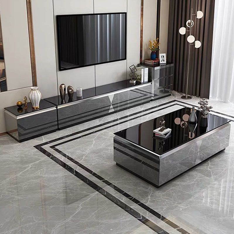 15.75-inch H Glass TV Stand Glam TV Stand for TVs with 4 Drawers Included Clearhalo 'furn' 'furn_tv_stands_entertainment_centers' 'Furniture' 'Living Room Furniture' 'TV Stands & Entertainment Centers' 'TV Stands & Media Storage Furniture' 'tv_stands_entertainment_centers' 1200x1200_2b0b24f2-40e2-4162-9ae5-42dcea8067d1