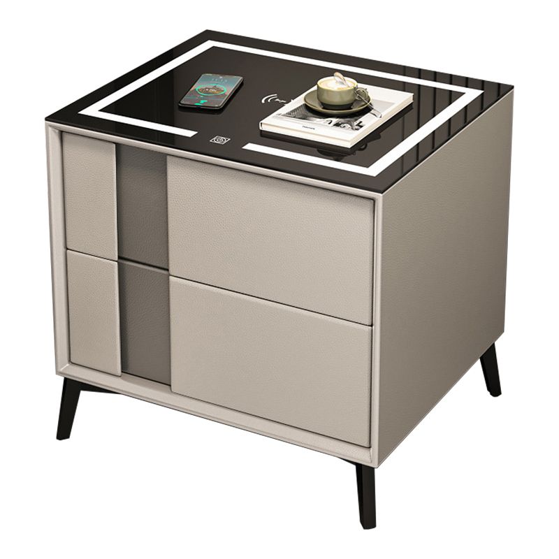 Glas und Holz Nachttisch moderner minimalistischer Nachttisch mit Schubladen