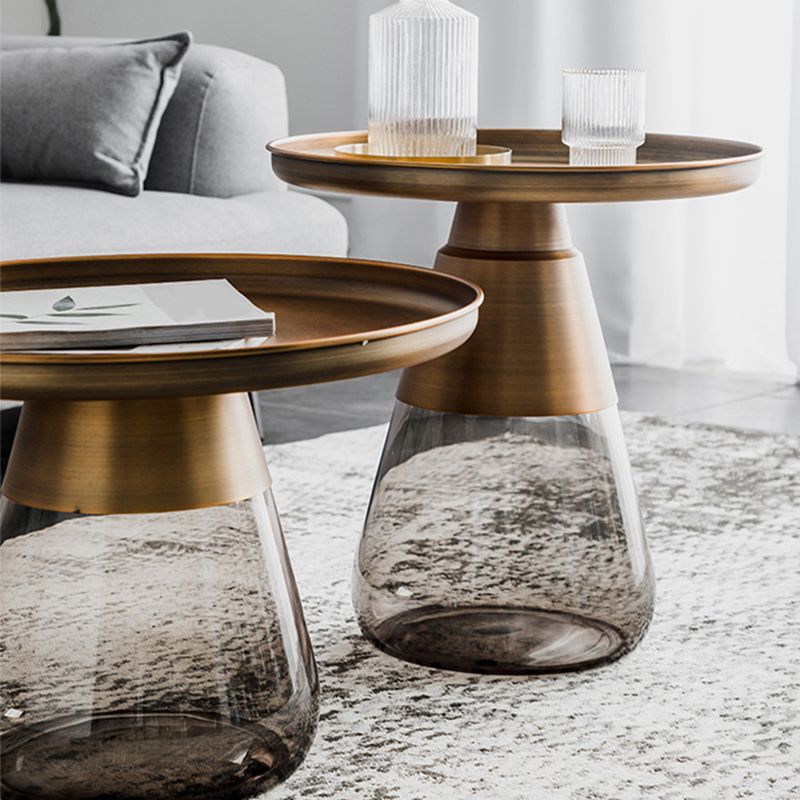 Mid-Century Modern Pedestal Glass Round Storage Single Coffee Table Clearhalo 'Coffee & Accent Tables' 'Coffee Tables' 'coffee_tables' 'furn' 'furn_coffee_tables' 'Furniture' 'Living Room Furniture' 1200x1200_2b124127-f849-4af6-98f2-84c1659570a2