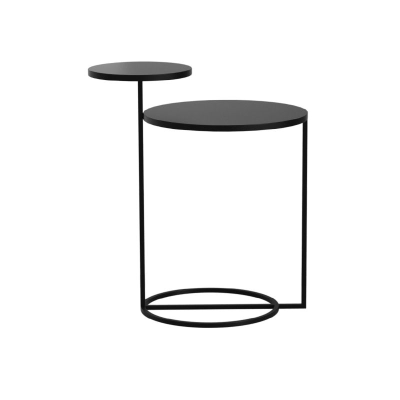 Mid-Century Modern Iron 2-Tier Side Table in Black and White Clearhalo 'Coffee & Accent Tables' 'End & Side Tables' 'end_side_tables' 'furn' 'furn_end_side_tables' 'Furniture' 'Living Room Furniture' 1200x1200_2b145913-eaee-4706-ae36-40b60b2ae1ee