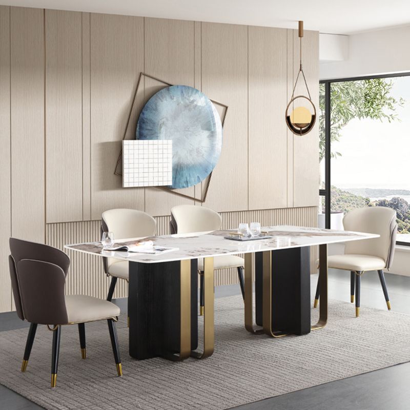 Designer Style Rectangle Dining Set 1/2/5/7 Pieces Sintered Stone Top Dinette Table Set