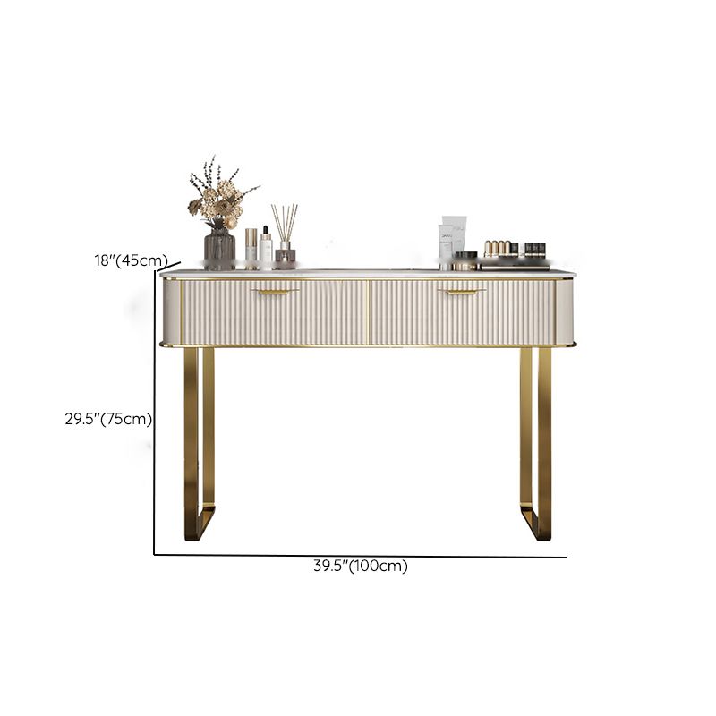 Tavolo da toeletta da toeletta per vanità per trucco in legno in ardeggio glam con 2 cassetti