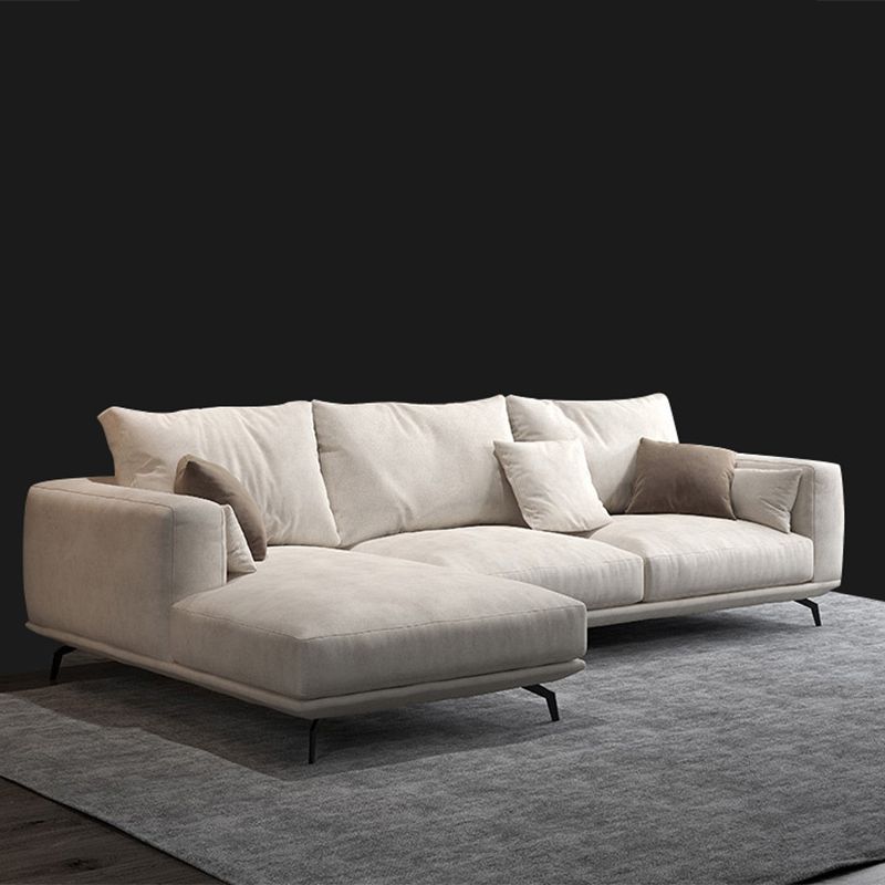 Sofá de cuero de imitación blanca y cojines sueltos de chaise Sofá - 25.59 "H