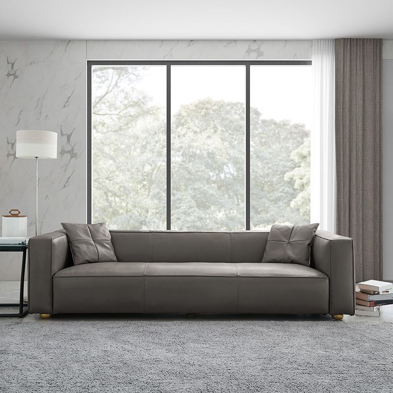 24.80"H Genuine Leather Square Arm Sofa with Tight Back for Living Room Clearhalo 'furn' 'furn_sofas' 'Furniture' 'furniture_sofas' 'kitchen' 'kitchen_sofas' 'Living Room Furniture' 'Sofa' 'sofas' 1200x1200_2b18af78-f898-4bf9-937f-bb1fb1d1f58c