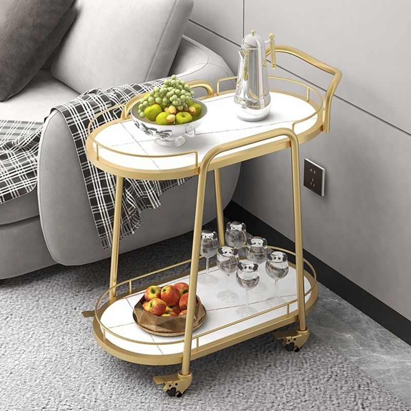 Hedendaagse ovale metalen prep Tabel 26.77 "W rollende voorbereidingstafel voor eetkamer