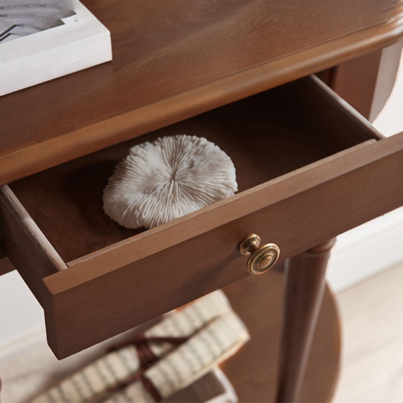Mident secolo moderno a 4 gambe console a mezza luna in legno in marrone