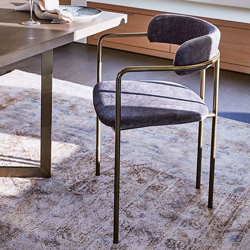 Fabric Glam Style Arm Chair Open Back Dining Chair for Dining Room Clearhalo 'Dining Chairs' 'Dining Tables & Seating' 'dining_chair' 'furn' 'furn_dining_chair' 'Furniture' 'furniture_dining_chair' 'Kitchen & Dining Furniture' 1200x1200_2b1a337f-7f6a-41d7-8fd0-4ceddcfefcae