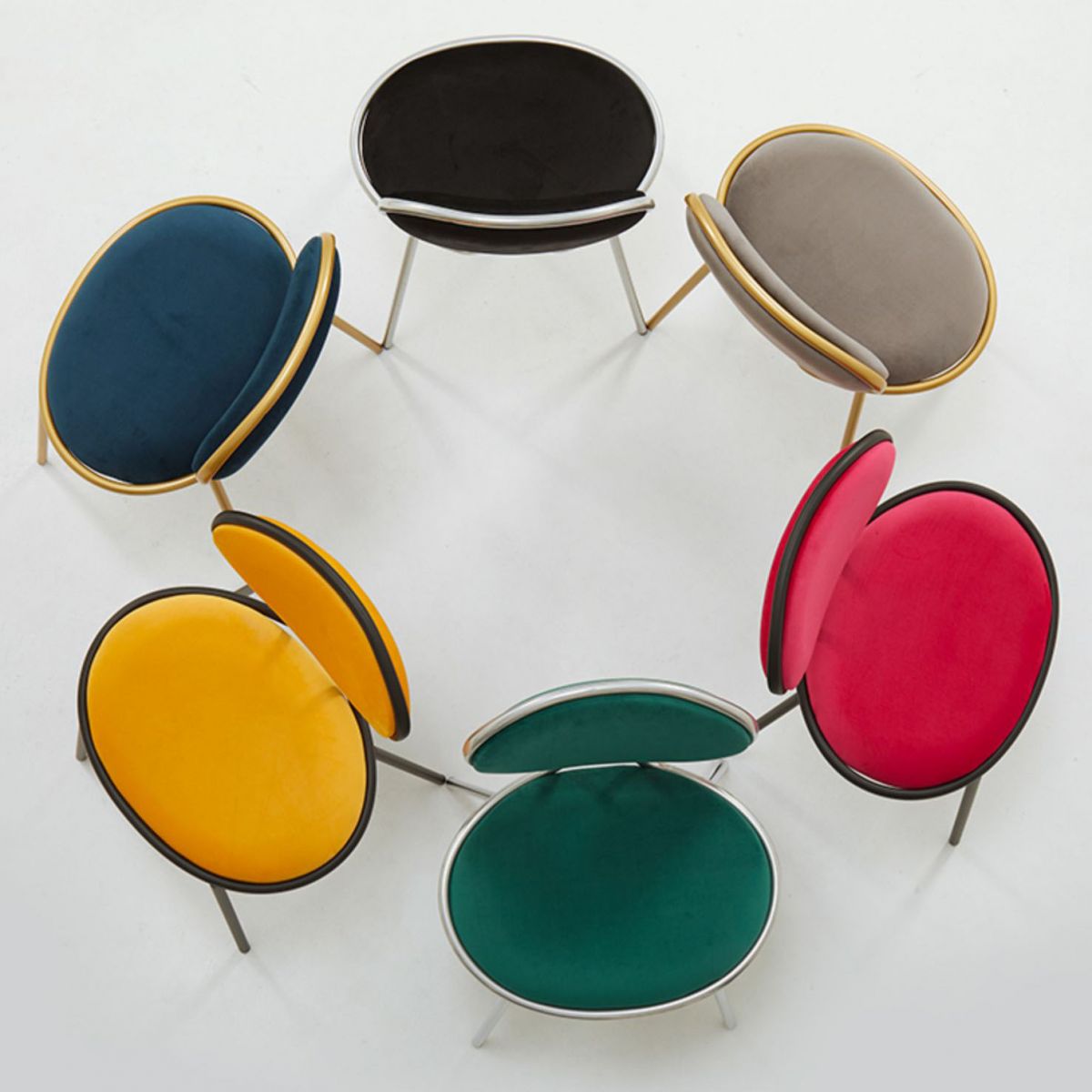 Chaise latéral glam glamour en velours chaise latéral rembourrée pour la maison