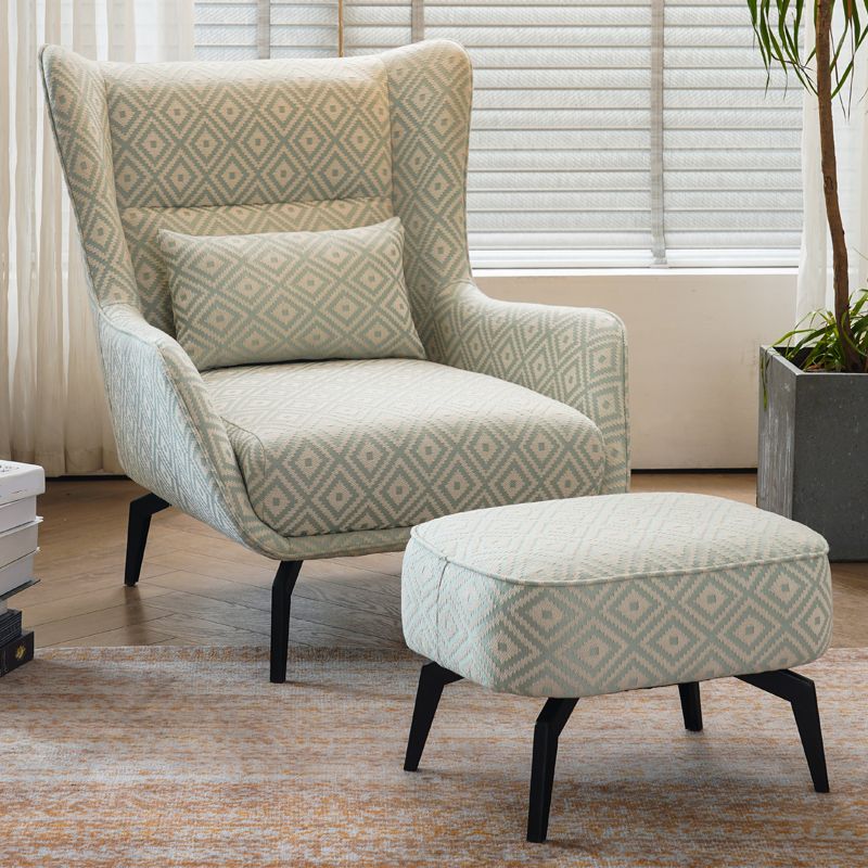 Fabric Lounge Chair Flared Arms Plaid Side Chair with Black Legs Clearhalo 'Accent Chairs' 'accent_chairs' 'Chairs & Seating' 'furn' 'furn_accent_chairs' 'Furniture' 'Living Room Furniture' 1200x1200_2b1b69b1-8bc5-46af-8a24-1091469fd2c9