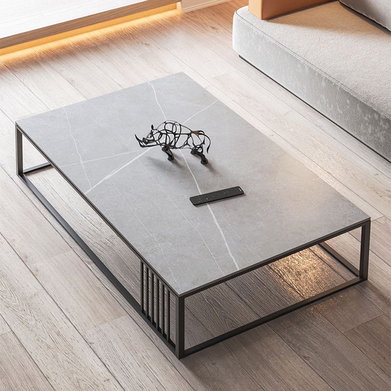 Glam 16.5" H Rectangle/Square Slate Coffee Table Steel Frame Cocktail Table Clearhalo 'Coffee & Accent Tables' 'Coffee Tables' 'coffee_tables' 'furn' 'furn_coffee_tables' 'Furniture' 'Living Room Furniture' 1200x1200_2b1e5dc6-6ec9-4cae-a042-10ea6375bad3