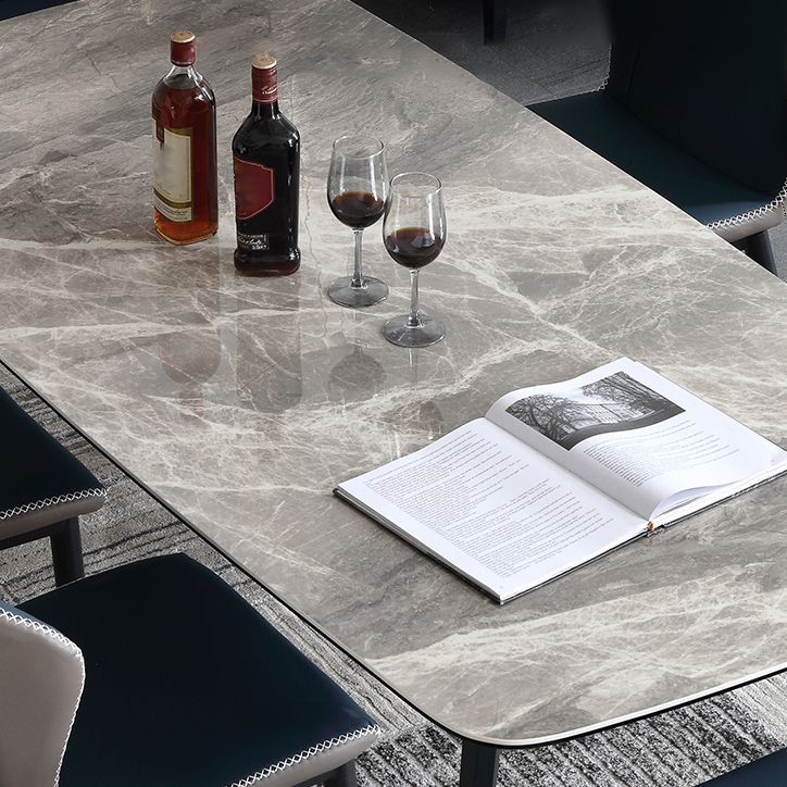 Modern Rectangle Dinette Set 1/2/5/7 Pieces Grey Sintered Stone Top Dining Table Set Clearhalo 'Dining Room Sets' 'Dining Tables & Seating' 'dining_room_set' 'furn' 'furn_dining_room_set' 'Furniture' 'furniture_dining_room_set' 'Kitchen & Dining Furniture' 1200x1200_2b21dda8-d544-4672-a9bc-018b1097c8fa