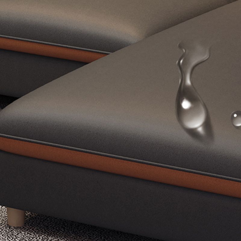 Stain Resistan Faux Leather Square Arm Sectional with Pillowed Back Cushions Clearhalo 'furn' 'furn_sectionals' 'Furniture' 'furniture_sectionals' 'Living Room Furniture' 'Sectionals' 1200x1200_2b227267-42a0-41cf-b68a-0fd568577db2