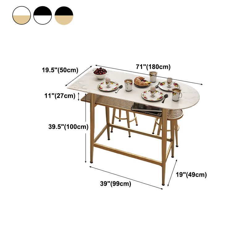 Dining Room Stone Top Counter Table Metal 4 Legs Glam Style Bar Table, Only Table Clearhalo 'Bar Furniture' 'Bar Tables' 'bar_tables' 'furn' 'furn_bar_tables' 'Furniture' 'furniture_bar_tables' 'Kitchen & Dining Furniture' 1200x1200_2b231847-0961-4cae-96c2-02f1324f7217