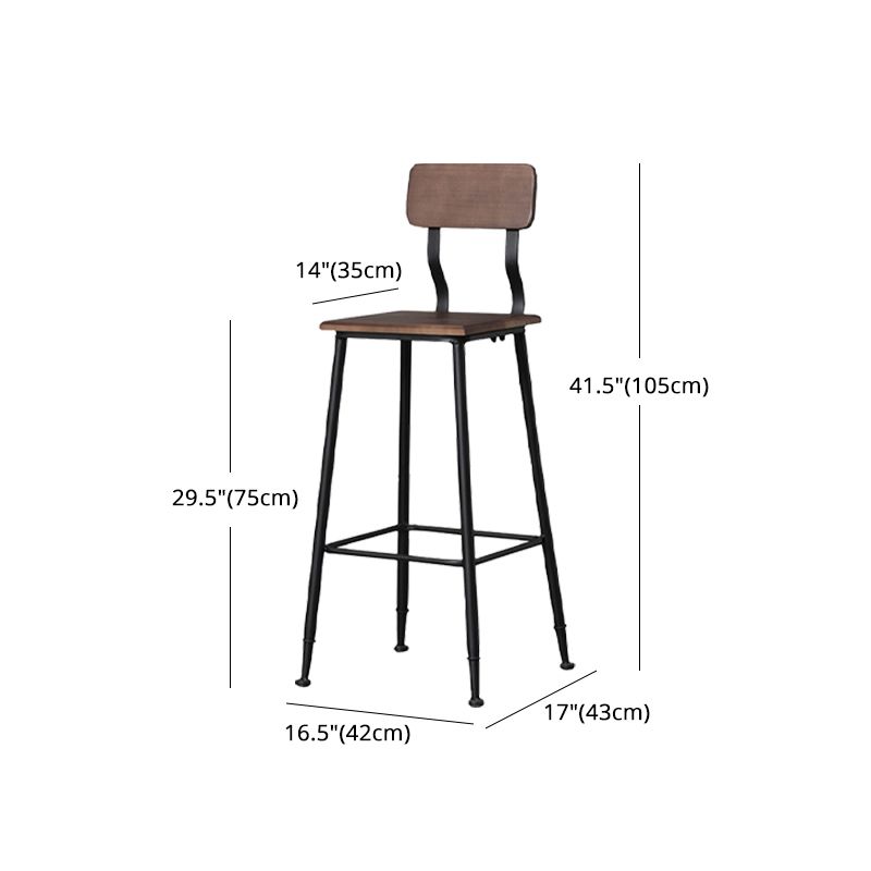 Industrial Style Ironwork Barstool Solid Wood Seat Bar High Chair with Backrest Clearhalo 'Bar Furniture' 'Bar Stools' 'bar_stools' 'furn' 'furn_bar_stools' 'furniture_bar_stools' 'Kitchen & Dining Furniture' 'kitchen&dining_furn' 'kitchen' 'kitchen_furn' Furniture' 1200x1200_2b235363-a199-461d-857d-2e478b0657b2