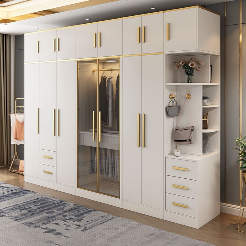 Contemporary Style Wardrobe Wooden Wardrobe Closet with Drawer Clearhalo 'Armoires & Wardrobes' 'armoires_wardrobes' 'Bedroom Furniture' 'furn' 'furn_armoires_wardrobes' 'Furniture' 1200x1200_2b245623-d2f7-467e-a793-682d53ff9fd7