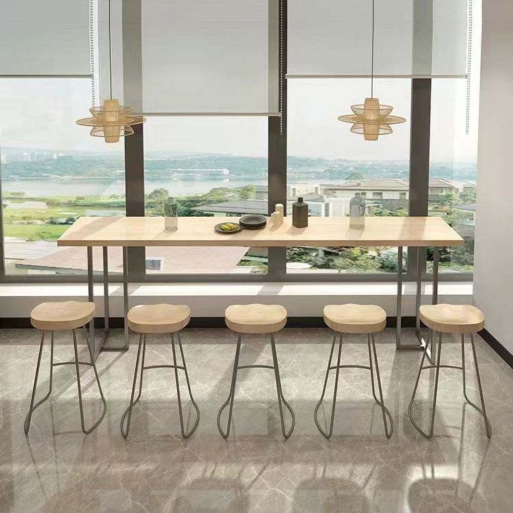 Luxury Rectangle Solid Wood Bar Table Set 1/4/6 Pieces Counter Table with Backless Stools Clearhalo 'Bar Furniture' 'furn' 'furn_home_bar_bar_sets' 'Furniture' 'Home Bars & Bar Sets' 'home_bar_bar_sets' 'Kitchen & Dining Furniture' 1200x1200_2b245c7f-d0c7-42c8-96b3-5240b66668a6