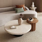 Round Sold Wooden Coffee Table with One Leg Base for Living Room