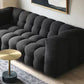 Modern 3/4-seater Tuxedo Arm Sofa Biscuit Back Sofa in Black/White