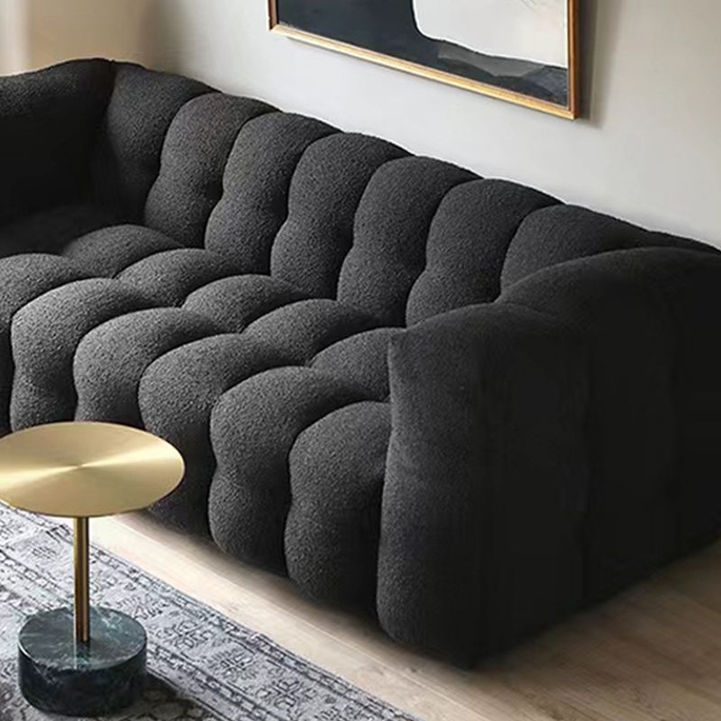 Modern 3/4-seater Tuxedo Arm Sofa Biscuit Back Sofa in Black/White
