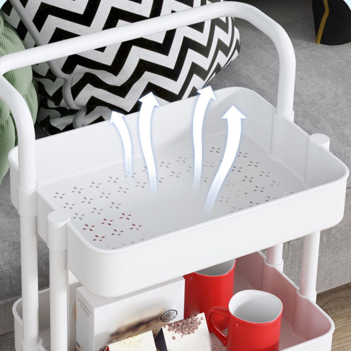 Metalen frame open etagere boekenplank moderne verticale boekenkast met caster wielen