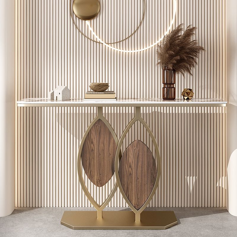 Tavolo console glam di pietra larga da 11 "tavolo da divano console mezzaluna