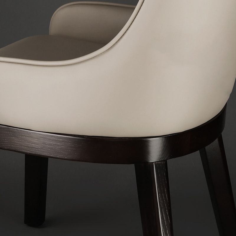 Moderne stijl faux lederen stoelen arm zijstoelen met houten benen voor thuisgebruik