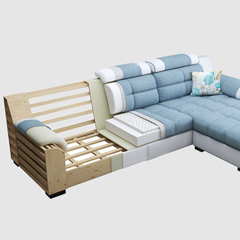 Sewn Pillow Back Sofa with Ottoman Included and Storage for Four People Clearhalo 'Furniture' 'furniture_sectionals' 'Living Room Furniture' 'Sectionals' 1200x1200_2b2cae89-092c-4c87-a546-9bfa6e5b2459