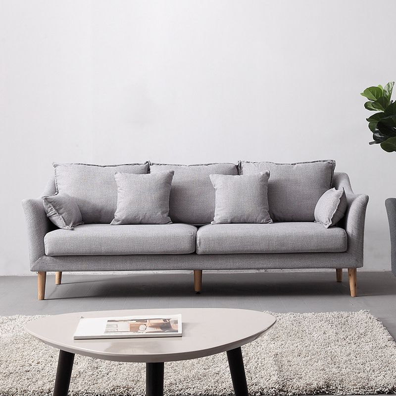 Modern Fabric Stationary Sofa 1/3-seat Flared Arm Sofa in Grey Clearhalo 'furn' 'furn_sofas' 'Furniture' 'Living Room Furniture' 'Sofa' 'sofas' 1200x1200_2b2f1818-5581-4cc0-8ef5-84f0e38478ee