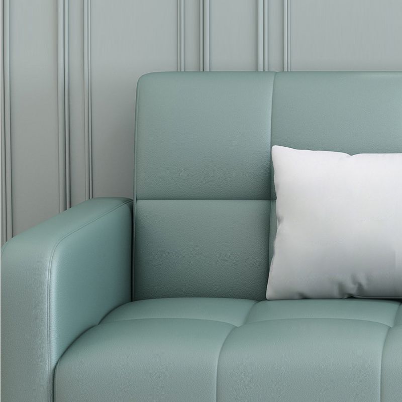 コンテンポラリーフェイクレザーとリネンビスケットバックコンバーチブルセッピーソファ