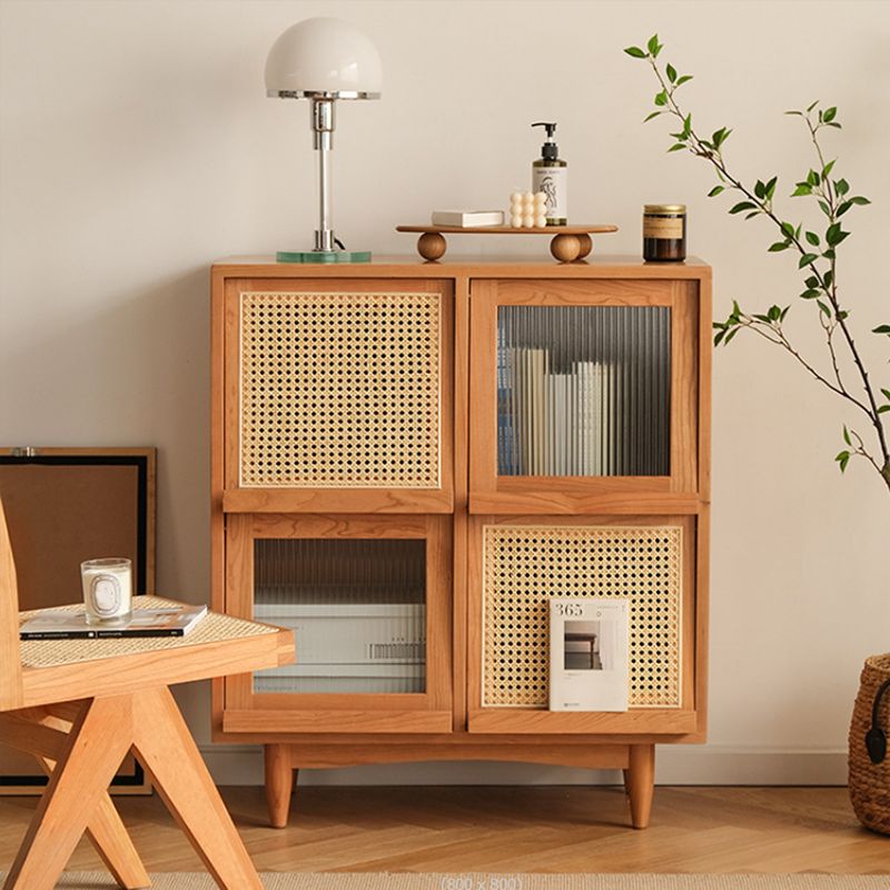 モダン＆コンテンポラリーキャビネットスクエアガラスパーンバープルストレートレッグアクセントキャビネット