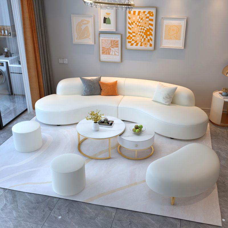 Curved Armless Sectional Sofa Faux Leather Stain-resistant Sectional Clearhalo 'furn' 'furn_sectionals' 'Furniture' 'Living Room Furniture' 'Sectionals' 1200x1200_2b313f2a-05e6-454e-bc72-3ac72b737f75