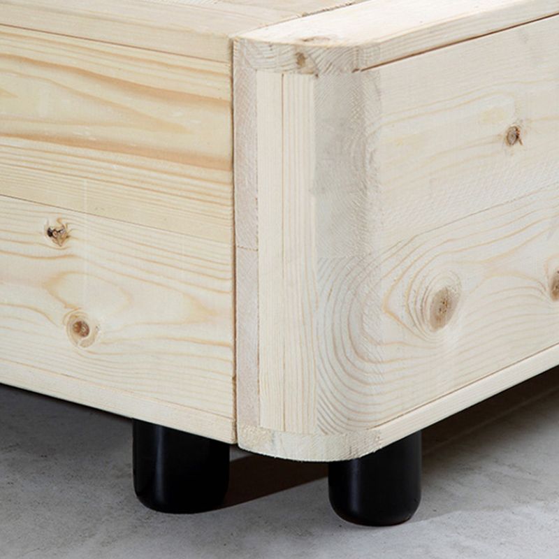 Letto standard grigio in legno moderno con testiera rettangolare e gambe