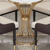 Round Scandinavian Style Dining Room Set Sintered Stone Dining Furniture Set with Metallic Base Clearhalo 'Dining Room Sets' 'Dining Tables & Seating' 'dining_room_set' 'furn' 'furn_dining_room_set' 'Furniture' 'furniture_dining_room_set' 'Kitchen & Dining Furniture' 'kitchen&dining_furn' 'kitchen' 1200x1200_2b344b2f-da0c-47c4-a561-674eb3e7a4df