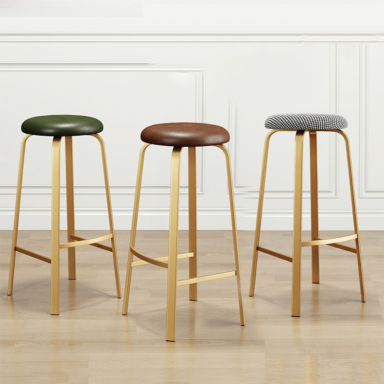 Nordic Armless Backless Counter Stool Iron Cafe Bar Stool with Cushion and Pedal Clearhalo 'Bar Furniture' 'Bar Stools' 'bar_stools' 'furn' 'furn_bar_stools' 'Furniture' 'furniture_bar_stools' 'Kitchen & Dining Furniture' 1200x1200_2b3474ae-e4ed-45b5-b632-ab7b0fb5ef94
